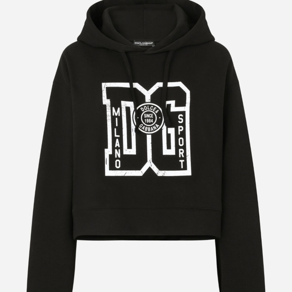 Dolce and Gabbana Black Cropped Sweatshirt SZ L - Picture 3 of 13